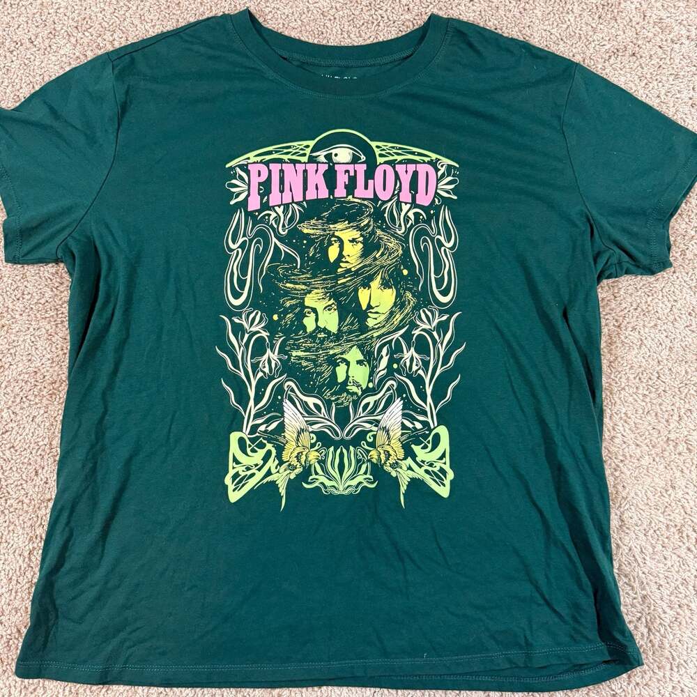 Pink Floyd Psychedelic Band Graphic Tee Green Rock Shirt Sz 1 EUC‎